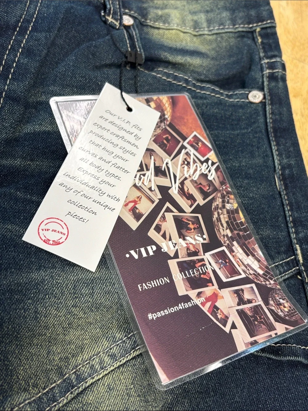 NWT VIP Jeans Fashion Collection Paneled Wide Leg Sculpting Stretch Denim 7/28